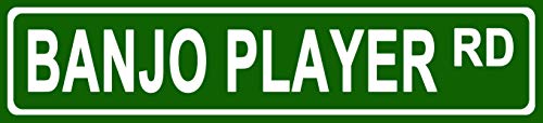 Makoroni - Banjo Player Music Novelty Street Sign Aluminum Metal 4x18 inc