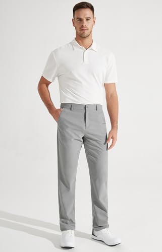 Libin Mens Golf Pants 30" Work Dress Clothing Light Grey 28W x 30L - 2
