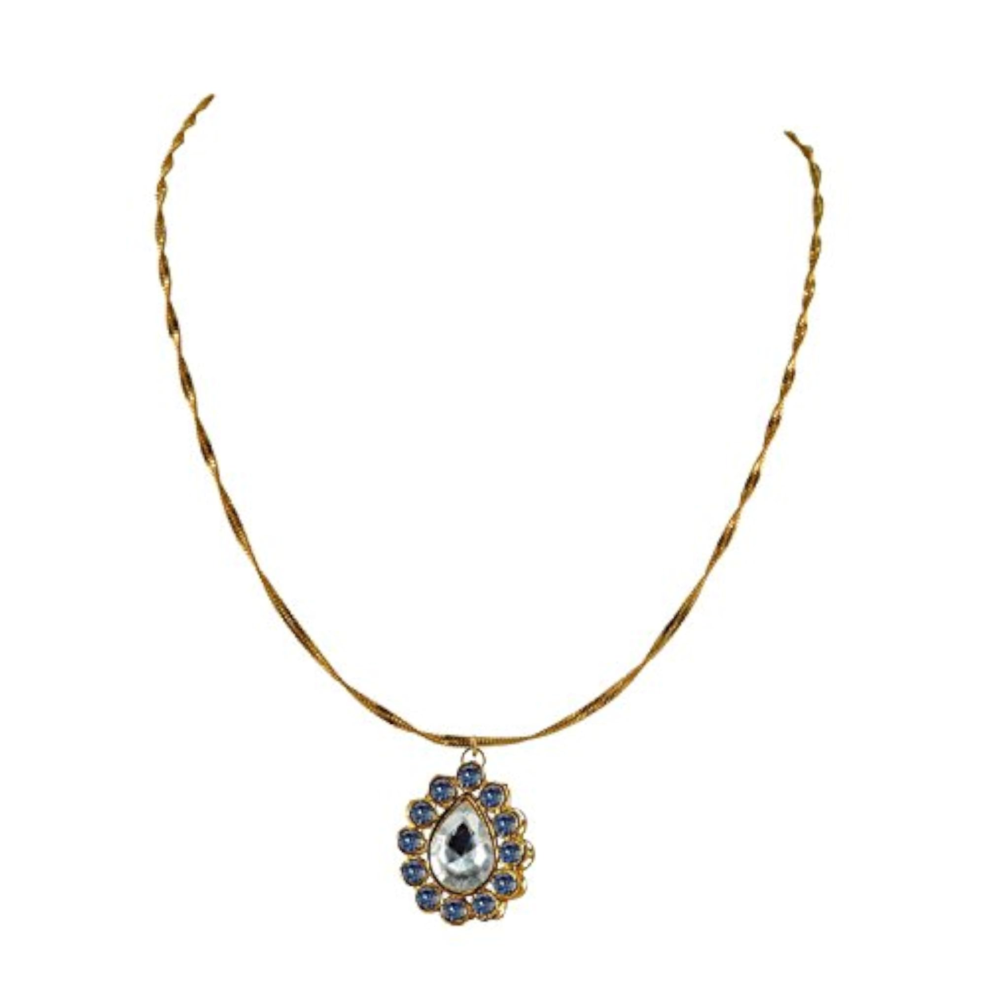 Women's Multicolor Stone Stud Brass Pendant Necklace