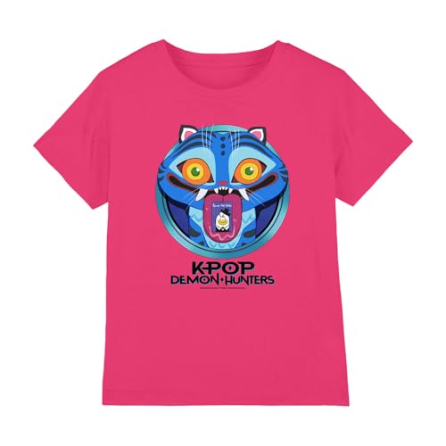K-Pop Demon Hunters - Cartoon Derpy Save The Date Kids T Shirt Fuchsia 3-4