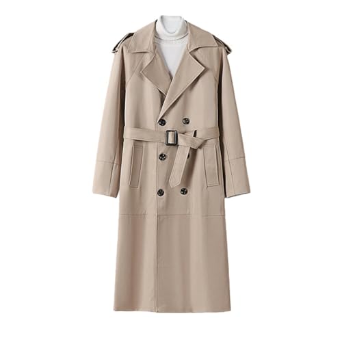 Chaqueta larga gabardina holgada hombre primavera otoño abrigo ligero solapa