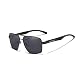 KINGSEVEN Pilot Polarisierte Quadratische Sonnenbrille für Herren, Klassischer UV400-Schutz Verspiegelte Gläser Modischer Vintage-Retro-Stil 7719 (Schwarz Grau)