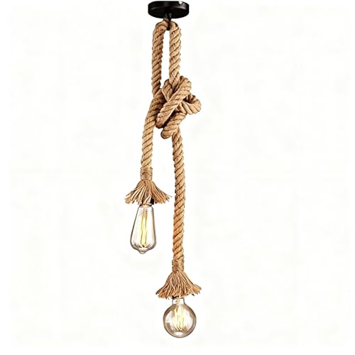 STARRYOL Lampada a sospensione industriale, luce a sospensione a doppia testa di canapa per sala da pranzo, sala, ristorante, bar, caffetteria - lunghezza 60 + 60 cm