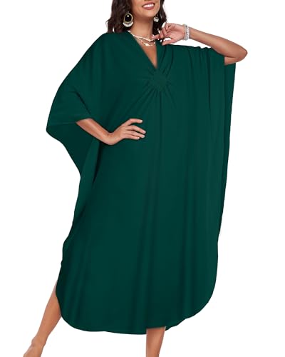 Image of Kaftan Dresses for Women V Neck Caftans Batwing Sleeve Beach Cover Ups