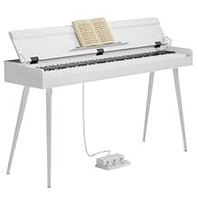 Digital Piano 88 Key Weighted Keyboard,Full-Size Desk Progressive Hammer-Action Electric Piano For Beginners, With Sheet Music Stand, Pedal,Power Adapter, Headphone Mode, Usb-Mid Pearl White