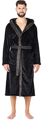 Ladeheid Albornoz con Capucha Ropa de Casa Hombre LA40-221 (Negro/Grafito, XL)