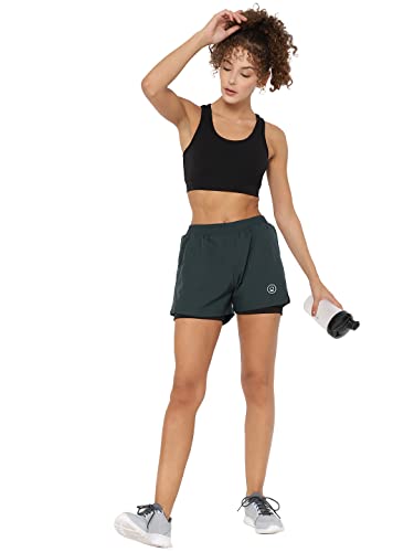 Image of CHKOKKO Gym Shorts for Women Workout Sports Running Quick Dry Fit Double Layer Inner Compression with Pockets Breathable Lightweight Wear