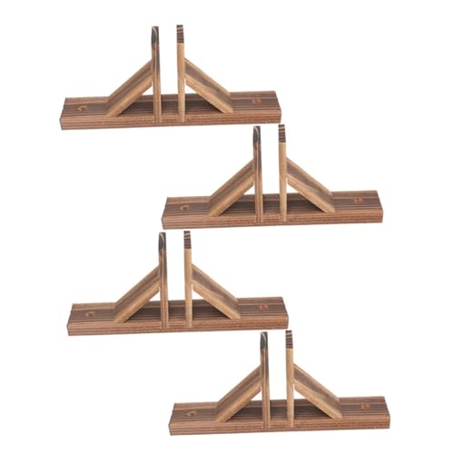 Support de clôture en bois marron pour petites clôtures de jardin et pelouse 4pcs