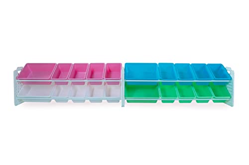 Uniplay Toy Organizer With 20 Removable Storage Bins, Multi-Bin Organizer For Books, Building Blocks, School Materials, Toys With Baseplate Board Frame (Pink) #TOP6