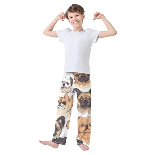 ZZXXB Pomeranian Chihuahua Boys Long Pants Soft Trousers Elastic Waist Kids Lounge Bottoms with Pockets S-XL2