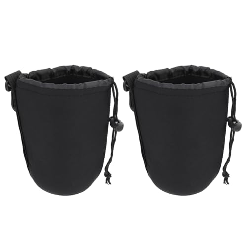 Sewroro Pochette pour Objectif d'Appareil Photo Étui en Néoprène Lot de 2 Protection Les Chocs Voyage pour Photographes Taille S Noir