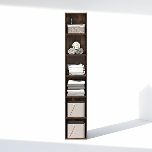 Image of Furinno Cubicle 6-Tier Closet Organizers and Storage, Closet Organizer, Open Shelf Closet Storage, 21.1 inch W, for Wardrobe, Bedroom, Living Room, Amber Pine