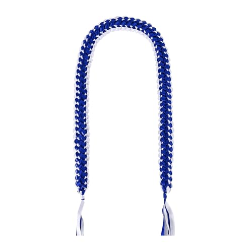 Rilisili Graduation Ribbon Lei Class of 2026 Graduation Necklace Honor Cord Graduation Lei Braided for High School College Party Decoration Gift Accessories(White Blue)