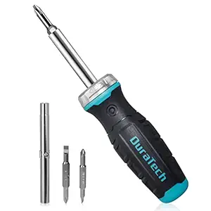 DURATECH Ratcheting Screwdriver, 6-in-1 Multi-Bit Screw Driver with Phillips, Slotted Bits and Nut Driver