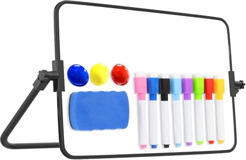 A4 Magnetic Dry Erase Whiteboard with Stand Portable Mini Whiteboard 21 x 30 cm Double-Sided Desktop Small White Board Set for School Home Office