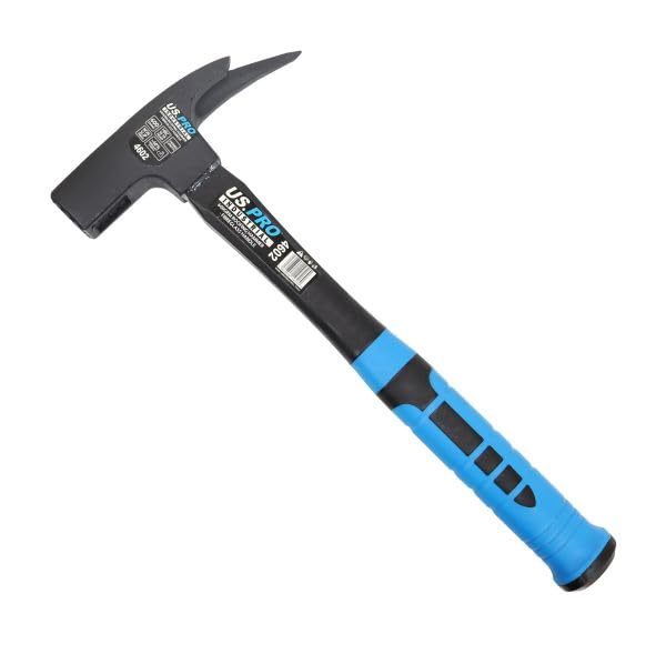 US PRO 600g Roofing Hammer with Fibreglass Handle, bradawl Claw, Magnetic Nail Starter, Remove Nails
