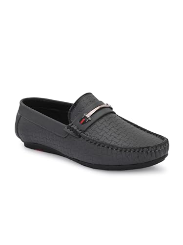 Image of FOOTLOOSE Stylish Grey Comfort Loafers for Men's
