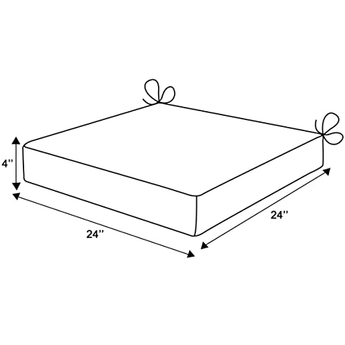 Qilloway Patio Cushion Covers,Water Repellent Slipcovers Zipper Design With Ties,All Weather Replacement Outdoor Seat Cover (24"X24"X4"Thick-Set Of 4-Cover Only, Red) #TOP1