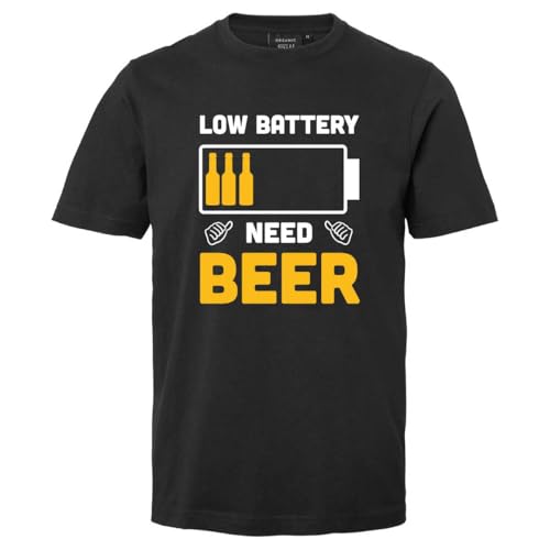 T-shirt Funny, Batteria bassa, necessità di birra, L