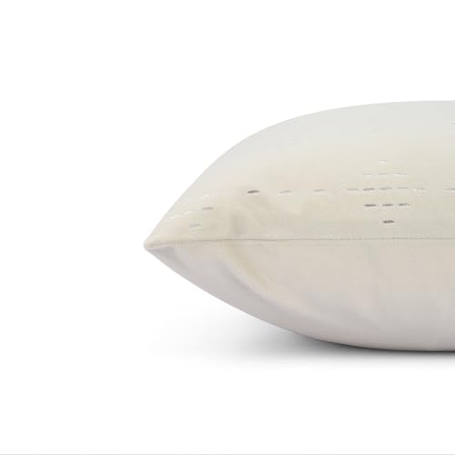 Image of Wakefit Designer Cushion Cover | 16x16 inch | Velvet Foil Print Fabric | Machine Washable | Pack of 1 | Twinkel Silver | Beige Fabric & Silver Print