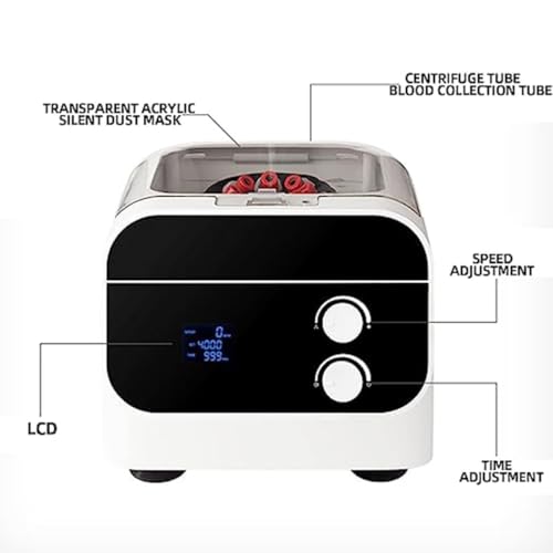 Wirówka plazmowa, wirówka laboratoryjna PRP z cyfrowym wyświetlaczem, 4000 obr./min, timer, wybór 6/8, idealna do probówek 20 ml (8 otworów)