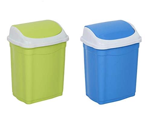 Image of ARISTO Plastic Swing Dustbin,28 Ltr (GREEN&BLUE) PACK OF 2