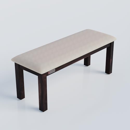 Image of DRIFTINGWOOD Liana 6-Seater Dining Table Set - Sheesham Wood Walnut Finish with Table, 4 Cushioned Chairs & Bench - Ideal for Kitchen & Living Room - Assembly Required