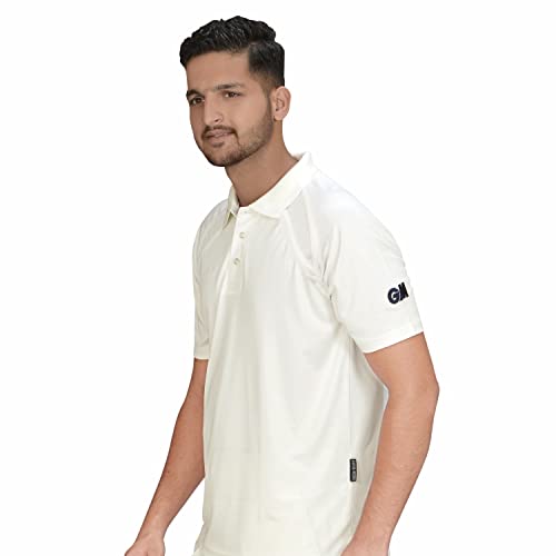 Image of GM 7205 Half Sleeve Polyester Cricket Shirt Size 30 (White /Navy)