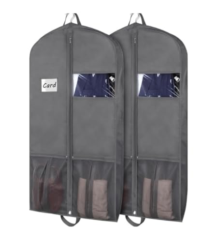 Habrur Clothes Cover 2pcs Garment Bag with Zippered Dress Bag Suit Bags for Shirts Dresses Coats Suit Bags