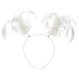 Amscan White Tinsel Wrapped Ponytails Headbopper Accessory, One Size