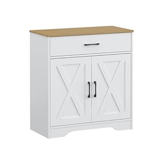 Panana Farmhouse Accent Cabinet Entryway Storage with Drawer Living Room Sideboard Narrow Storage Cupboard (White)
