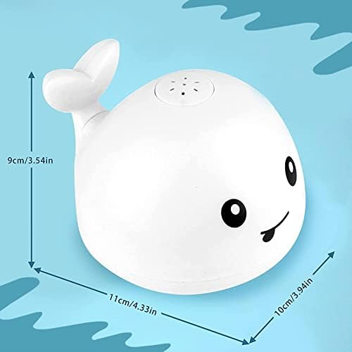VI AI Baby Bath Toys, Whale Induction Spray Water Toy with LED Light Up, Sprinkler Toy for Baby Kids Toddler Infant Whale Bathtub Toy - White