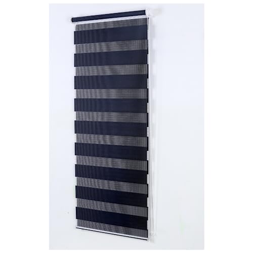 Ruby Deals Day and Night Roller Blinds Window- Dual Layer Fabric Zebra Roller Blind for Windows and Door Curtain- Day Night Blinds (Black, 12x165cm)