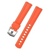 AMAUPCKCA Cinturino in caucciù con estremità Curva da 20 mm for Omega Seamaster 300 Cinturino di Ricambio Braccialetto Donna Uomo Cinturino Accessori for Orologi Impermeabili(Orange Silver Buckle)