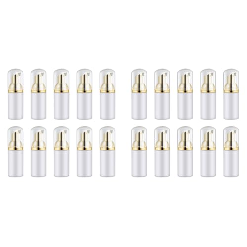 Sxmrmnx 20 dispensadores de jabón espumoso de plástico de 60 ml para viaje, mini botellas vacías de jabón líquido espumoso, botellas limpiadoras de pestañas