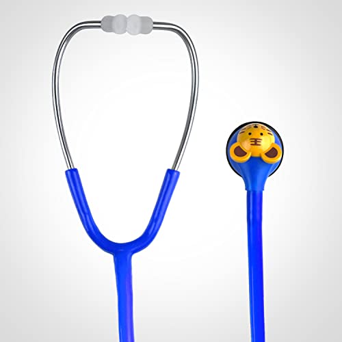 SCIAN Real Working Stethoscope - 5 Interchangeable Cartoon Heads, Professional Quality for Doctors, Nurses, Clinicians and Home Use with Multiple Colors(Blue)