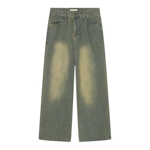 Men's Vintage Baggy Jean Trousers Distressed Personality Wide Leg Denim Pant