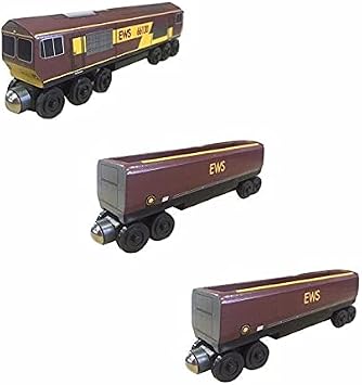 EWS Wooden Toy Train 3 Car Set