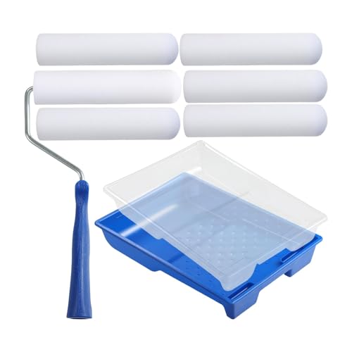 Paint Roller Kit - Paint Roller & Tray Set | House Painting Foam Applicator Rolling Tool | Paint Stick Roller for Home Renovation, Craft Work Cabinets, Furniture, Doors, Garages
