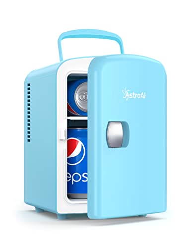 AstroAI Mini Fridge, 4 Liter/6 Can AC/DC Portable Thermoelectric Cooler and Warmer Refrigerators for Christmas Gift, Skincare, Beverage, Food, Home, Office and Car, ETL Listed (Teal)
