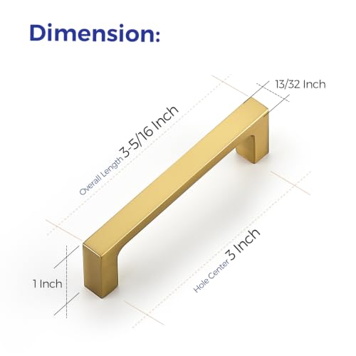 Image of Ravinte Brushed Gold Kitchen Cabinet Solid Handles,3 Inch,10 Pack