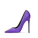 Elisabet Tang High Heels Womens Pointed Toe Heels Satin Pumps Stiletto Bridal Party Dress Evening Wedding Shoes for Woman Purple 7