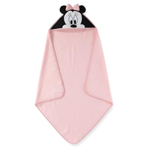 Image of Disney Baby Girls Minnie Mouse Hooded Baby-Bath Towel with 3 Washcloths Set for Newborn and Infants