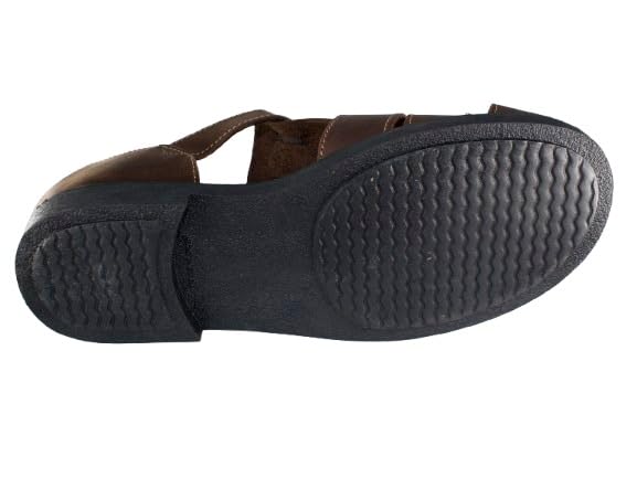 Sandalias de Cuero para Caballero, Estilo con Hebilla Ajustable, Color Marrón y Negro, Suela Antideslizante