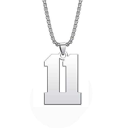 DWJSu Colar esportivo Lucky Number de a&ccedil;o inoxid&aacute;vel personalizado com pingente de n&uacute;mero de...