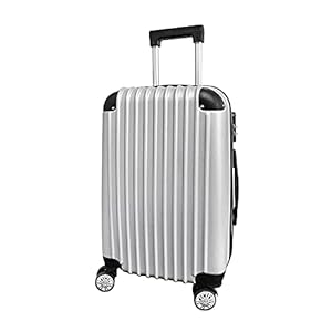 Panana Lightweight ABS Hardshell Cabin Suitcase, 4-Wheel Spinner Carry-On Luggage Trolley (Silver, 20 Inch)