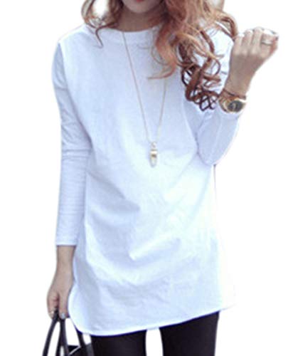 最安値 Yumeet ユーミート Tシャツ 長袖 綿100 ロング スポーツ トレーニング 半袖 レディース無地 白 カジュアル ヨガ トップス 長袖シャツ 綿100 薄手 ラウンドカット 白t コットン Simple 白 Lの価格比較