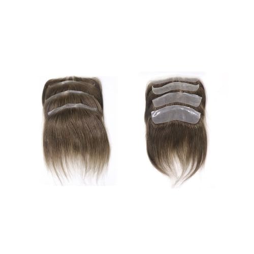 Complément capillaire homme brun 7# en cheveux humains et base PU lisses (16x1.8cm)