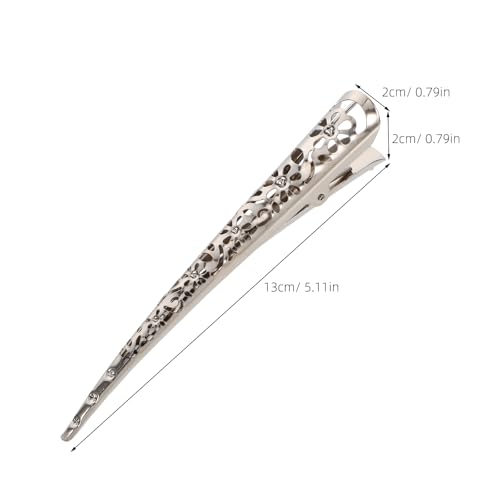 Beaupretty 4PCS Pinzas para Cabello tipo Cocodrilo de Metal Plateado, Diseño Hueco Largo miniatura 5