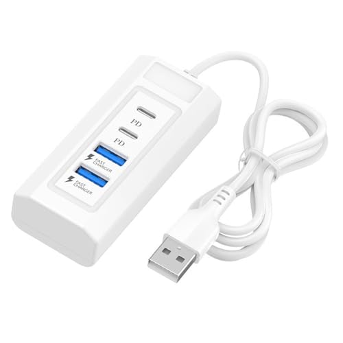 Illkjasfc Divisor de carga USB de 4 puertos con doble tipo C y puertos USB para dispositivos y gadgets